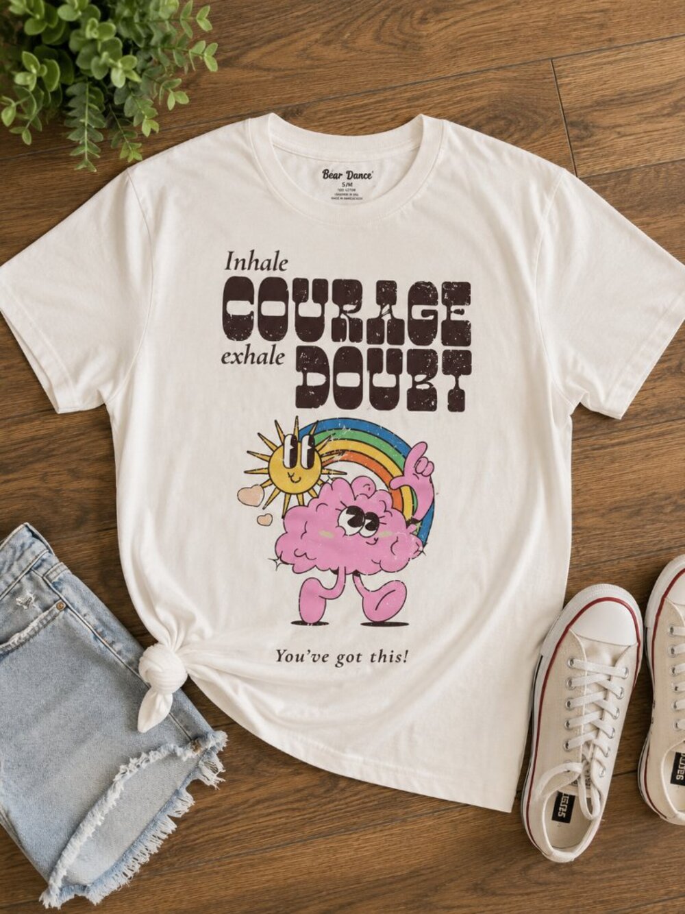 Bear Dance Inhale Courage Exhale Doubt Graphic Tee – S/M-M/L